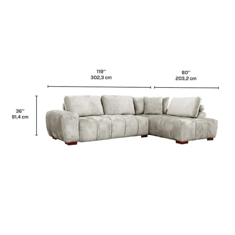 Marshmallow-Style Sectional with Right-Side Chaise -