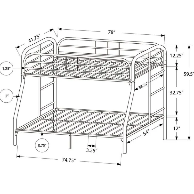 Monarch Metal bunk bed 39"/54" -