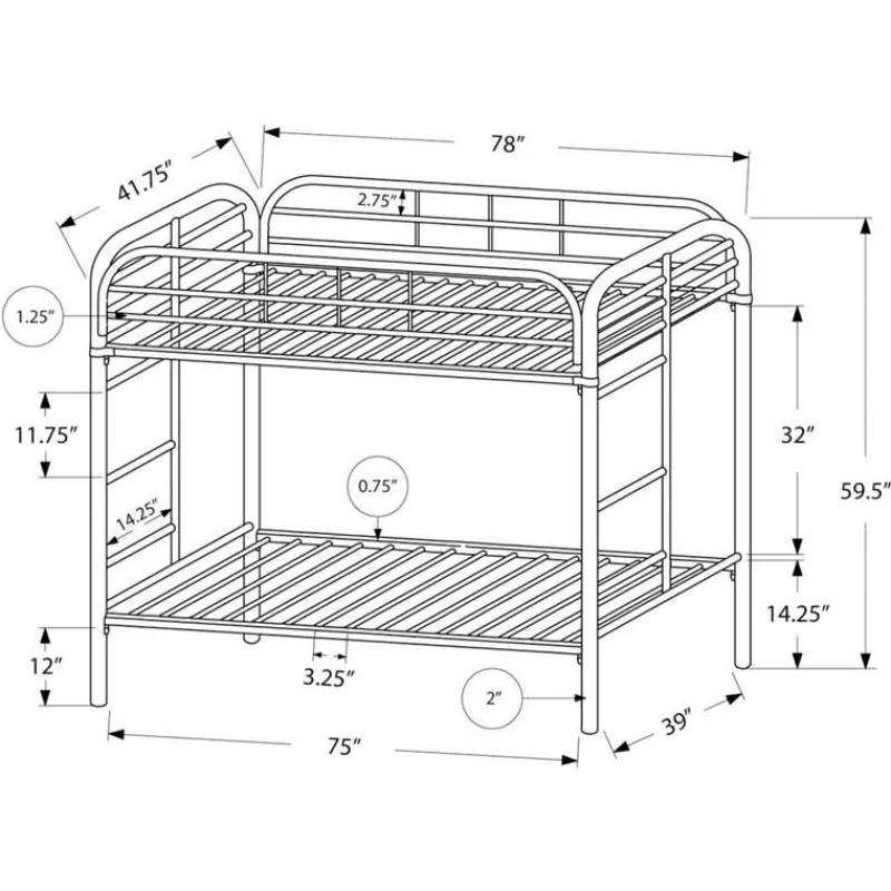 Monarch Metal bunk bed 39"/39" -