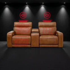 Modular Power Reclining Loveseat with Console, Built-In Speakers, Massage & Heat - 3 pcs