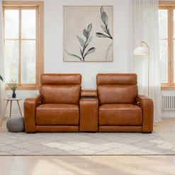 Modular Power Reclining Loveseat with Console, Built-In Speakers, Massage & Heat - 3 pcs
