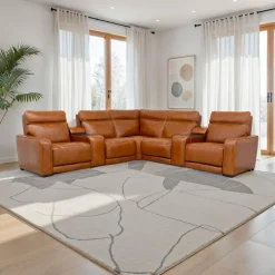 Modular Power Reclining Sectional with 2 Consoles, Built-In Speakers, Massage & Heat - 7 pcs