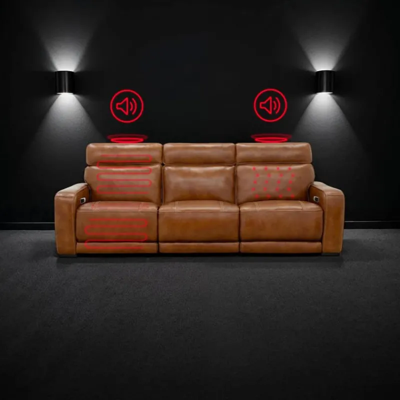 Modular Power Reclining Sofa with Built-In Speakers, Massage & Heat - 3 pcs