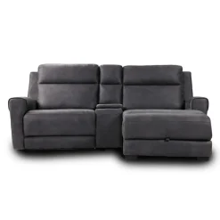 Modular Reclining Loveseat, Chaise  with Storage, Console with Cup Holders, and USB/USB-C Ports - 3 pcs