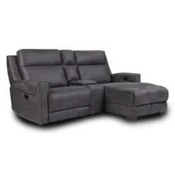 Modular Reclining Loveseat, Chaise  with Storage, Console with Cup Holders, and USB/USB-C Ports - 3 pcs