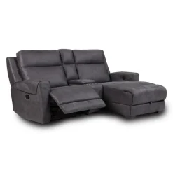 Modular Reclining Loveseat, Chaise  with Storage, Console with Cup Holders, and USB/USB-C Ports - 3 pcs