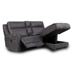 Modular Reclining Loveseat, Chaise  with Storage, Console with Cup Holders, and USB/USB-C Ports - 3 pcs