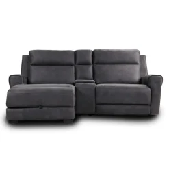 Modular Reclining Loveseat, Chaise  with Storage, Console with Cup Holders, and USB/USB-C Ports - 3 pcs