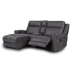 Modular Reclining Loveseat, Chaise  with Storage, Console with Cup Holders, and USB/USB-C Ports - 3 pcs