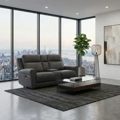 Modular Reclining Loveseat and Console with Storage, Cup Holders, and USB/USB-C Ports - 3 pcs