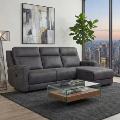 Modular Reclining Loveseat, Chaise with Storage, Console with Cup Holders and USB/USB-C Ports - 3 pcs