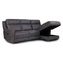 Modular Reclining Loveseat, Chaise with Storage, Console with Cup Holders and USB/USB-C Ports - 3 pcs