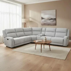Modular Reclining Sectional and Console with Storage and Cup Holders - 6 pcs