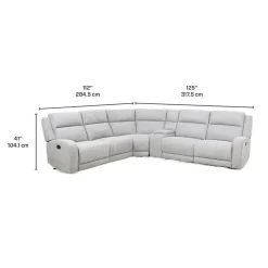 Modular Reclining Sectional and Console with Storage and Cup Holders - 6 pcs