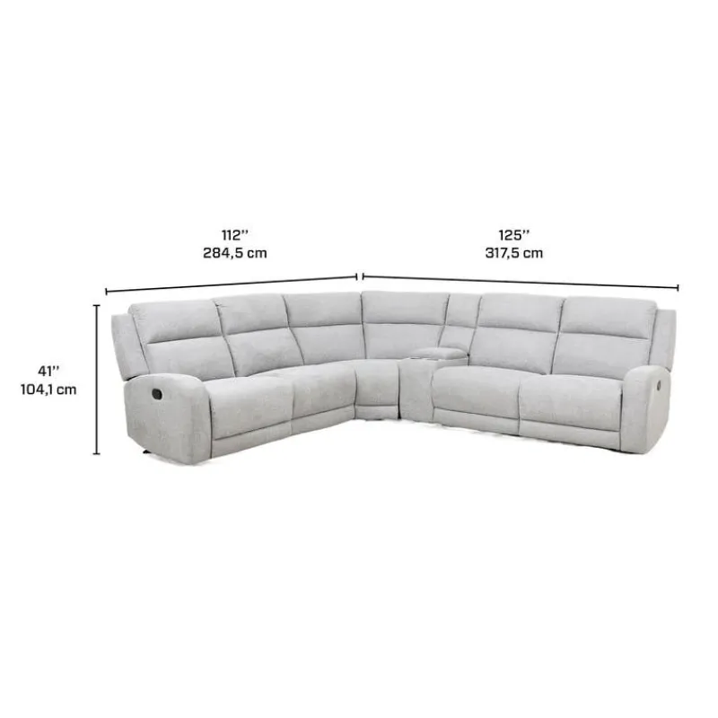 Modular Reclining Sectional and Console with Storage and Cup Holders - 6 pcs