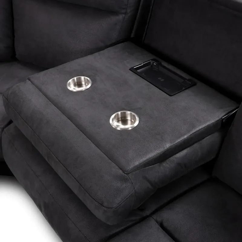 Modular Reclining Sectional with Fold-Down Seat, Chaise with Storage and Console - 6 pcs