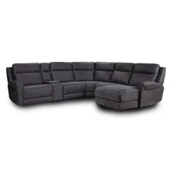 Modular Reclining Sectional with Fold-Down Seat, Chaise with Storage and Console - 6 pcs