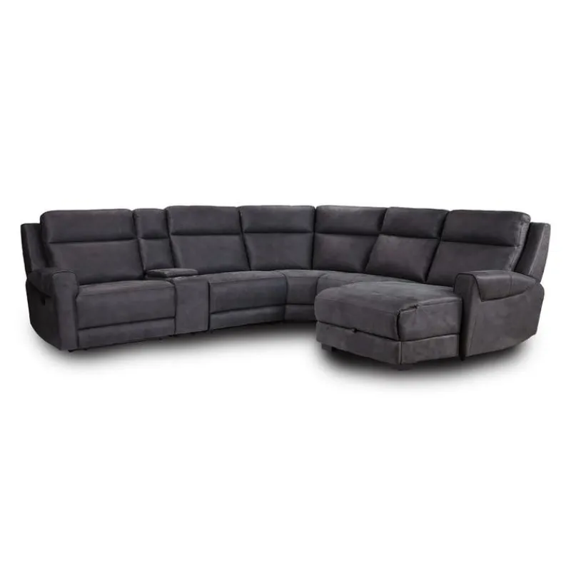 Modular Reclining Sectional with Fold-Down Seat, Chaise with Storage and Console - 6 pcs