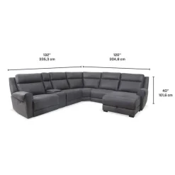 Modular Reclining Sectional with Fold-Down Seat, Chaise with Storage and Console - 6 pcs