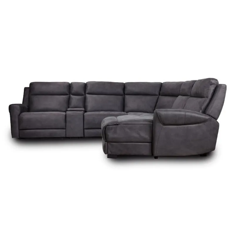 Modular Reclining Sectional with Fold-Down Seat, Chaise with Storage and Console - 6 pcs
