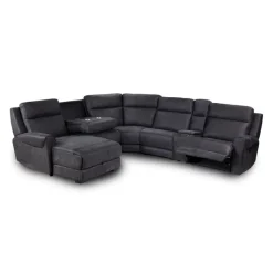 Modular Reclining Sectional, Fold-Down Seats, Chaise with Storage, Console with Cup Holders, and USB/USB-C Ports - 6 pcs