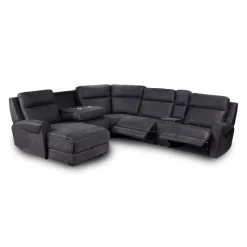 Modular Reclining Sectional with Fold-Down Seat, Chaise with Storage and Console - 6 pcs