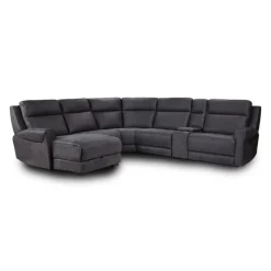 Modular Reclining Sectional with Fold-Down Seat, Chaise with Storage and Console - 6 pcs
