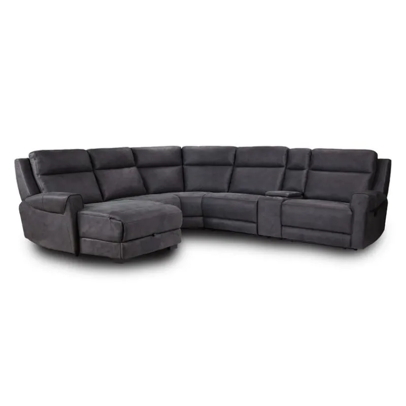Modular Reclining Sectional with Fold-Down Seat, Chaise with Storage and Console - 6 pcs