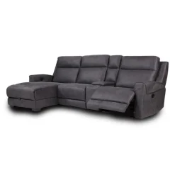 Modular Reclining Sectional, Fold-Down Seat, Chaise  with Storage, Console with Cup Holders, and USB/USB-C Ports - 4 pcs