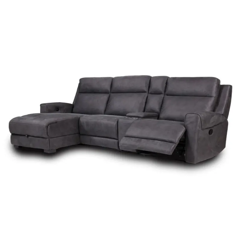 Modular Reclining Sectional, Fold-Down Seat, Chaise with Storage, Console with Cup Holders, and USB/USB-C Ports - 4 pcs