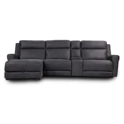 Modular Reclining Sectional, Fold-Down Seat, Chaise  with Storage, Console with Cup Holders, and USB/USB-C Ports - 4 pcs