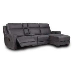 Modular Reclining Sectional, Fold-Down Seat, Chaise with Storage, Console with Cup Holders, and USB/USB-C Ports - 4 pcs
