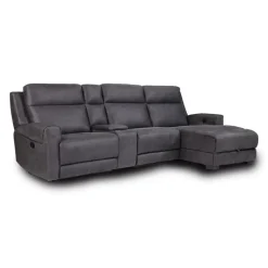 Modular Reclining Sectional, Fold-Down Seat, Chaise with Storage, Console with Cup Holders, and USB/USB-C Ports - 4 pcs
