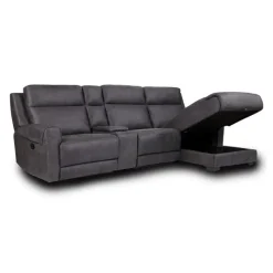 Modular Reclining Sectional, Fold-Down Seat, Chaise  with Storage, Console with Cup Holders, and USB/USB-C Ports - 4 pcs