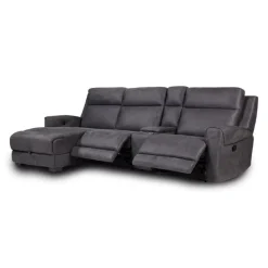 Modular Reclining Sectional, Chaise with Storage, Console with Cup Holders and USB/USB-C Ports - 4 pcs