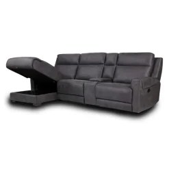 Modular Reclining Sectional, Chaise with Storage, Console with Cup Holders and USB/USB-C Ports - 4 pcs