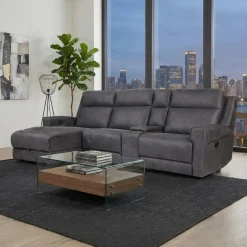 Modular Reclining Sectional, Chaise with Storage, Console with Cup Holders and USB/USB-C Ports - 4 pcs
