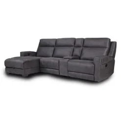 Modular Reclining Sectional, Chaise with Storage, Console with Cup Holders and USB/USB-C Ports - 4 pcs