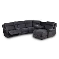 Modular Reclining Sectional, Fold-Down Seats, Chaise with Storage, Console with Cup Holders, and USB/USB-C Ports - 6 pcs