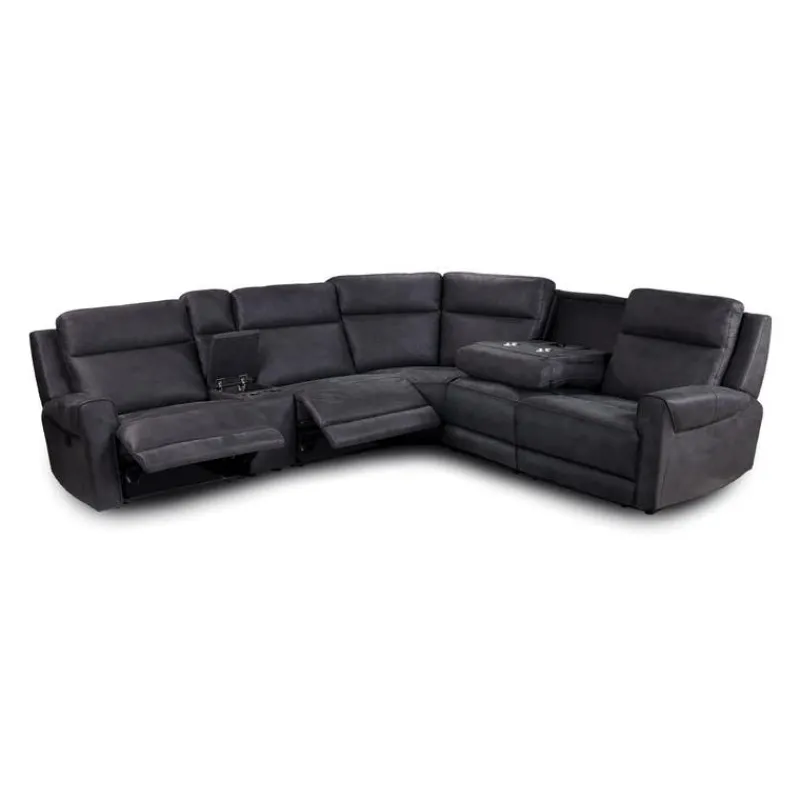 Modular Reclining Sectional with Fold-Down Seat, Console, Cup Holders and USB Ports - 6 pcs