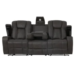 Modular Reclining Sofa with Drop-Down Backrest and Cup Holders - 3 pcs