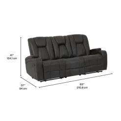 Modular Reclining Sofa with Drop-Down Backrest and Cup Holders - 3 pcs