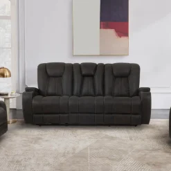 Modular Reclining Sofa with Drop-Down Backrest and Cup Holders - 3 pcs