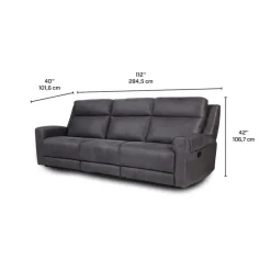 Modular Reclining Sofa with Fold-Down Seat, Cup Holders, USB/USB-C Ports and Wireless Charger - 3 pcs