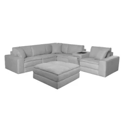 Modular Sectional, Console with Integrated Sound System and Ottoman – 6 pcs