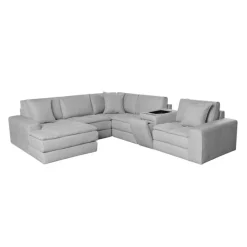 Modular Sectional with Left-Side Chaise and Console with Integrated Sound System - 6 pcs