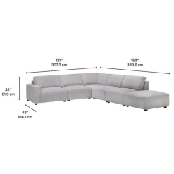 Sofa By Fancy Modular Sectional with Ottoman Positioned to the Right Seat - 6 pcs