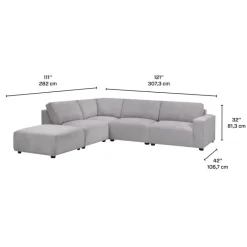Sofa By Fancy Modular Sectional with Ottoman Positioned to the Left Seat - 5 pcs