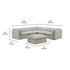 Modular Sectional with Ottoman - 6 pcs