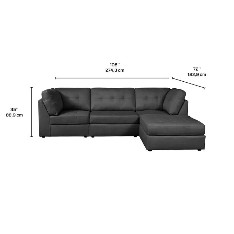 Modular Sectional with Ottoman - 4 pcs